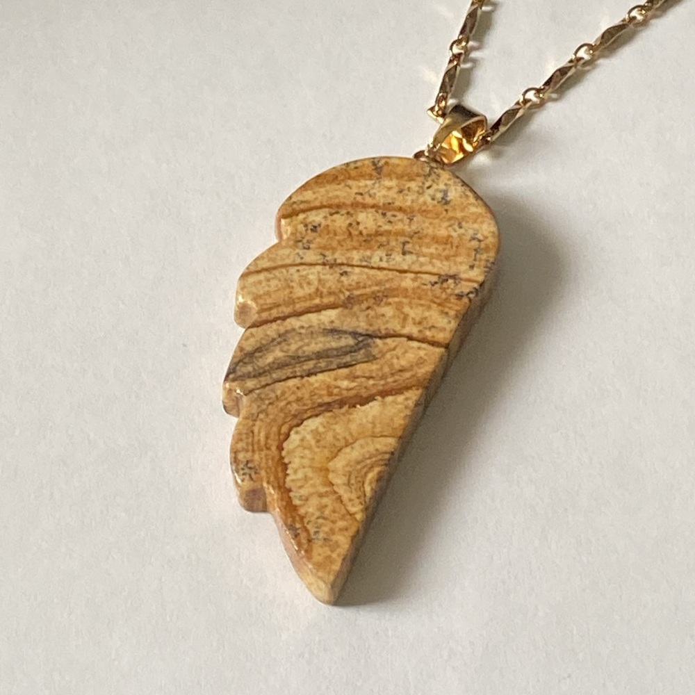 Jasper Stone Angel Wing Pendant Necklace